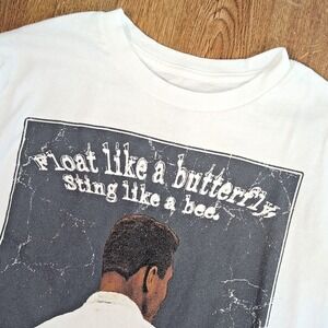 Muhammad Ali T-Shirt Mens S Small 100% Cotton White Sting Like a Bee Daily Shirt